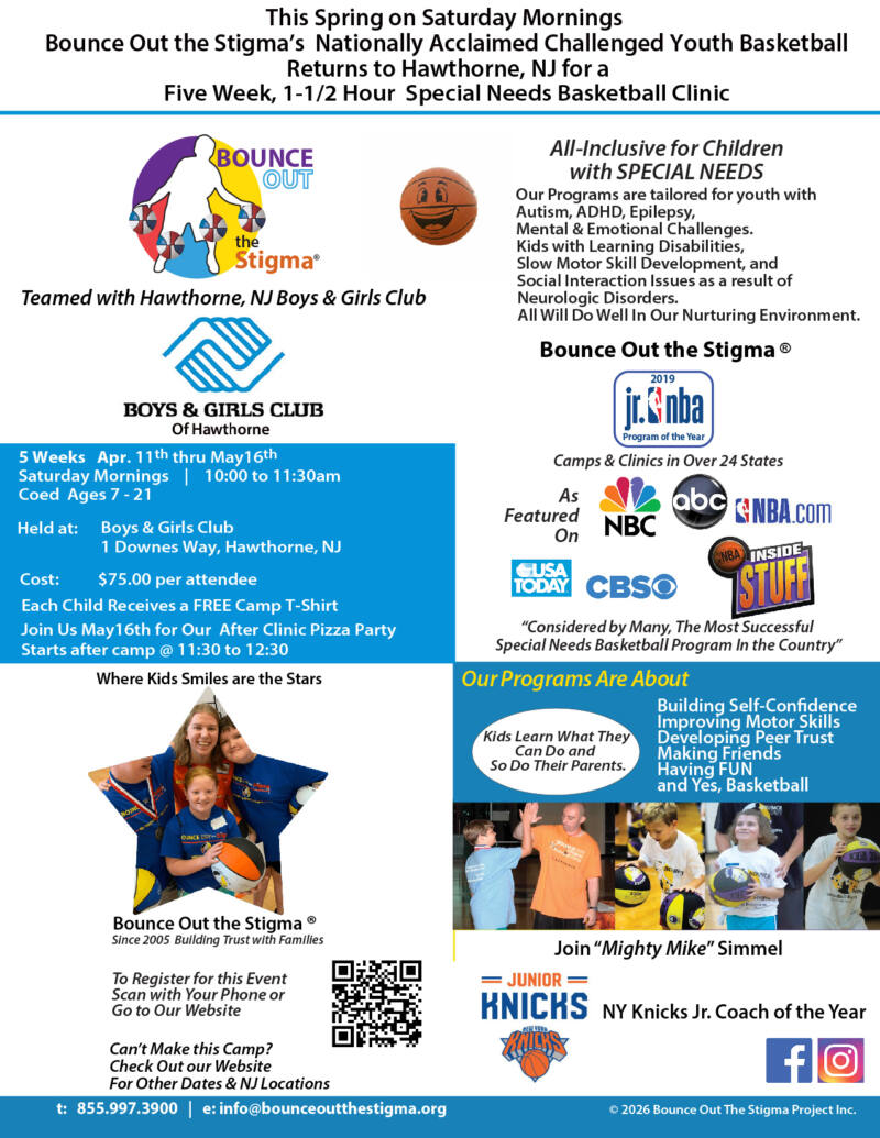 Bounce out the STigma Special Needs Basketball Clinic